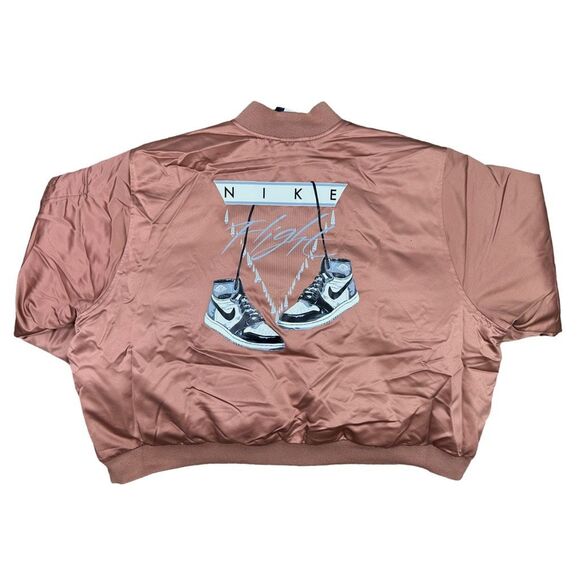 Nike Women’s Jordan Flight Renegade Satin Bomber Jacket - Size 1X - Picture 9 of 11